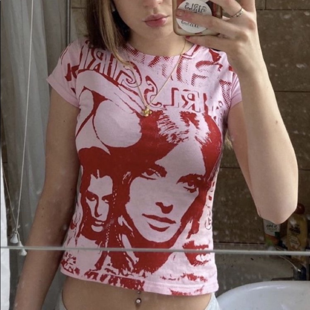 Girls Girls Girls By Gracie Pink and a red Sharon Tate Tee